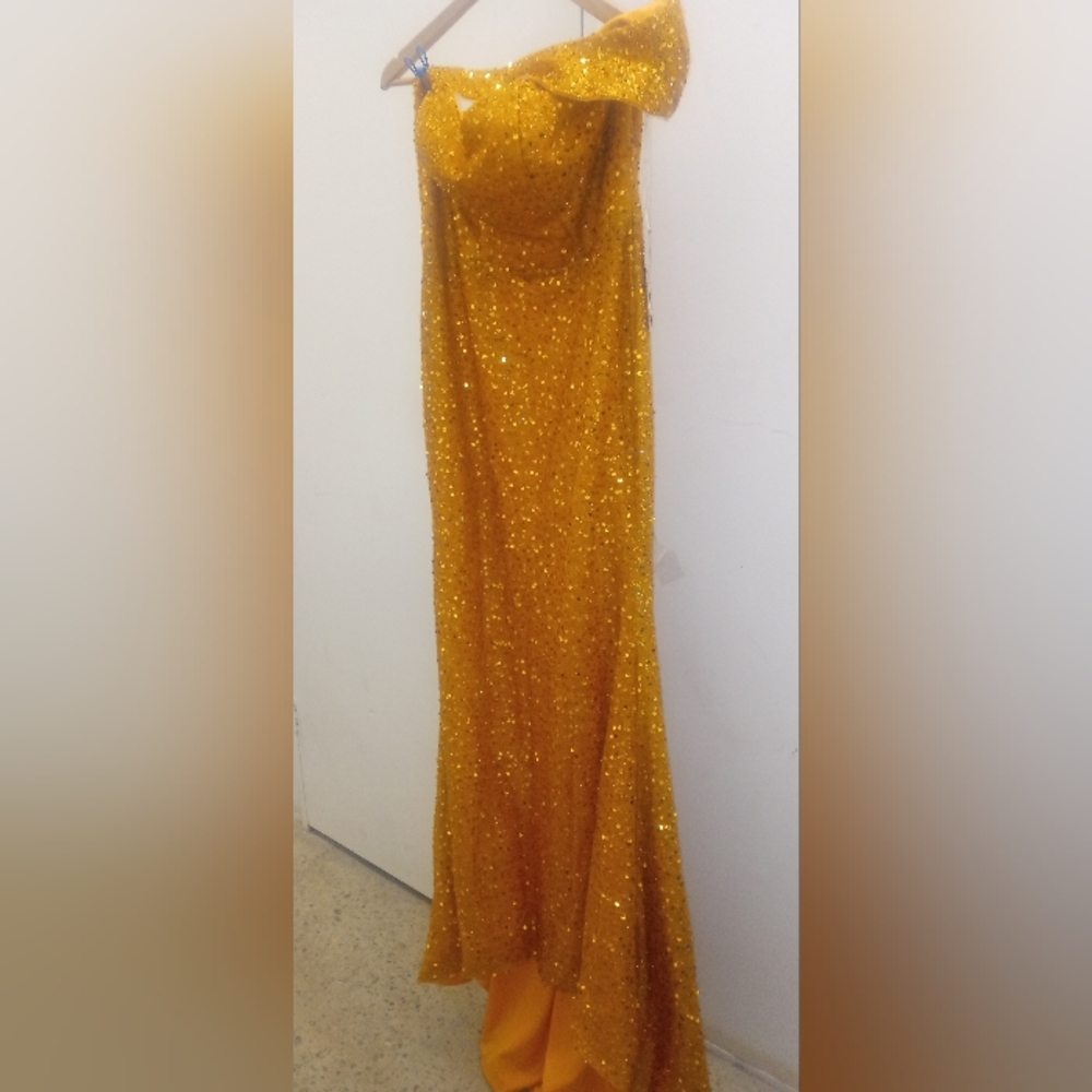 Golden Burnt Orange Mermaid Sequin Dress